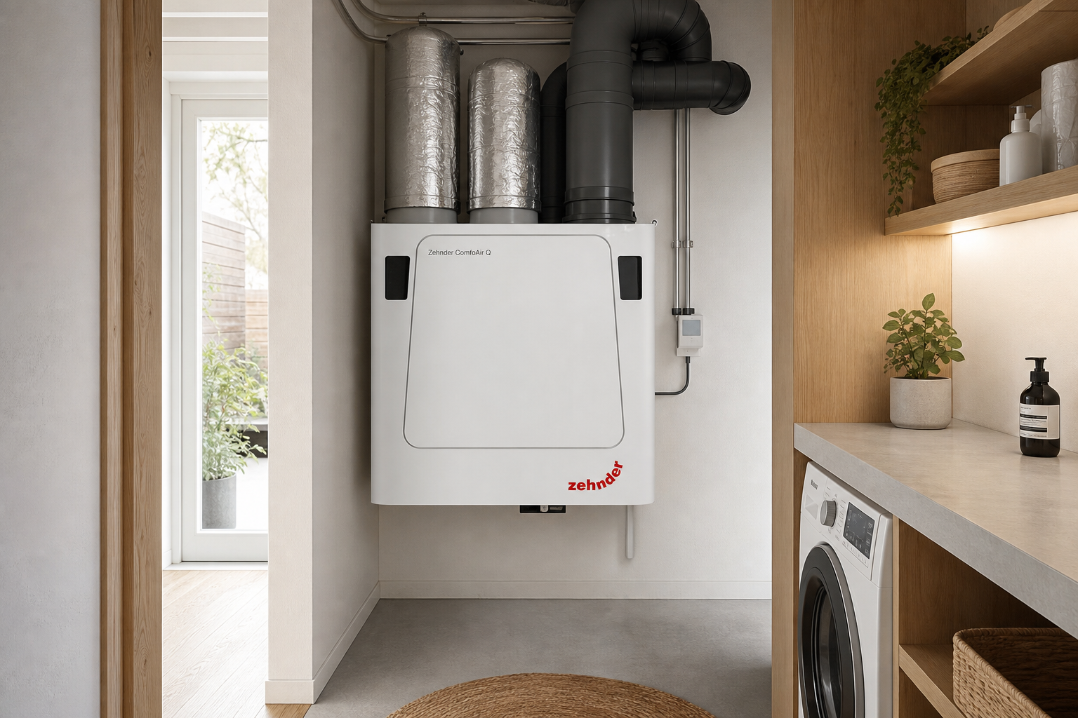 Zehnder ComfoAir Q350 MVHR in architectural home environment
